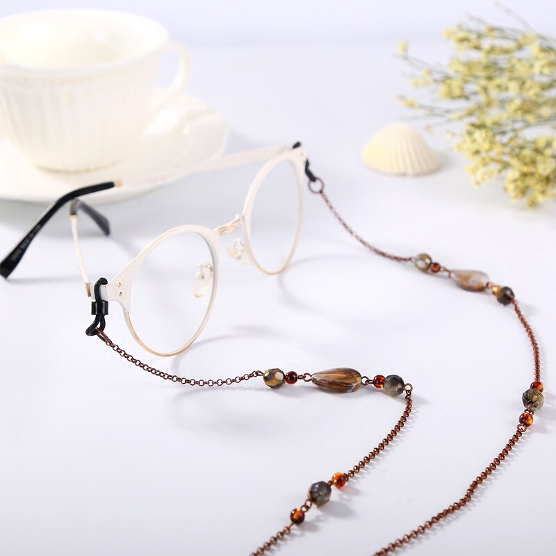 Red bronzed vintage fashion sunglasses neck rope travel accessory