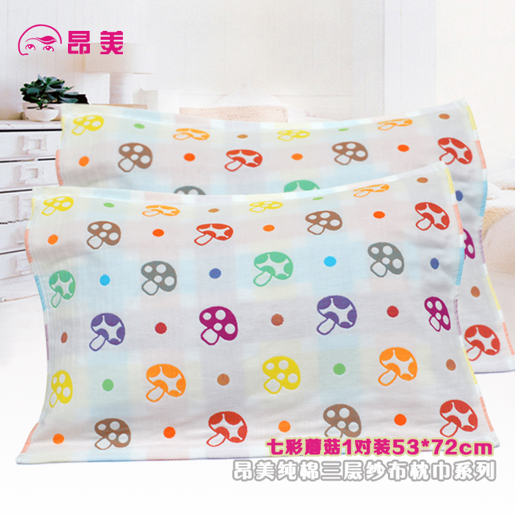 Ang Mei cotton ba lớp bốn lớp gạc khăn gối đôi đám cưới đám cưới màu đỏ đỏ gối khăn cặp áo gối lụa