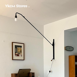 American Retro Potence Long-Arm Lamp for Living Room, Study, Bedroom, Designer Industrial French Vintage Wall Lamp