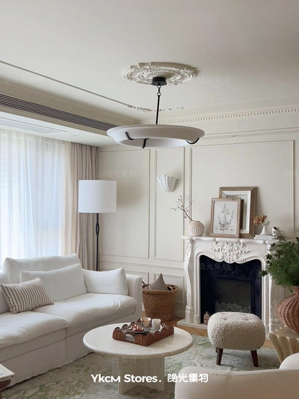 French-Style Vintage Plaster Chandelier Designer Mid-Century Wabi-Sabi Style American-Style Living Room Villa Bedroom Main Light Circular Chandelier