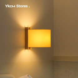 Spanish Tmm Vintage Minimalist Wall Lamp Bedside Lamp Study Room Natural Wood Style Bedroom Corridor Wabi-Sabi Style Parchment Paper Lamp