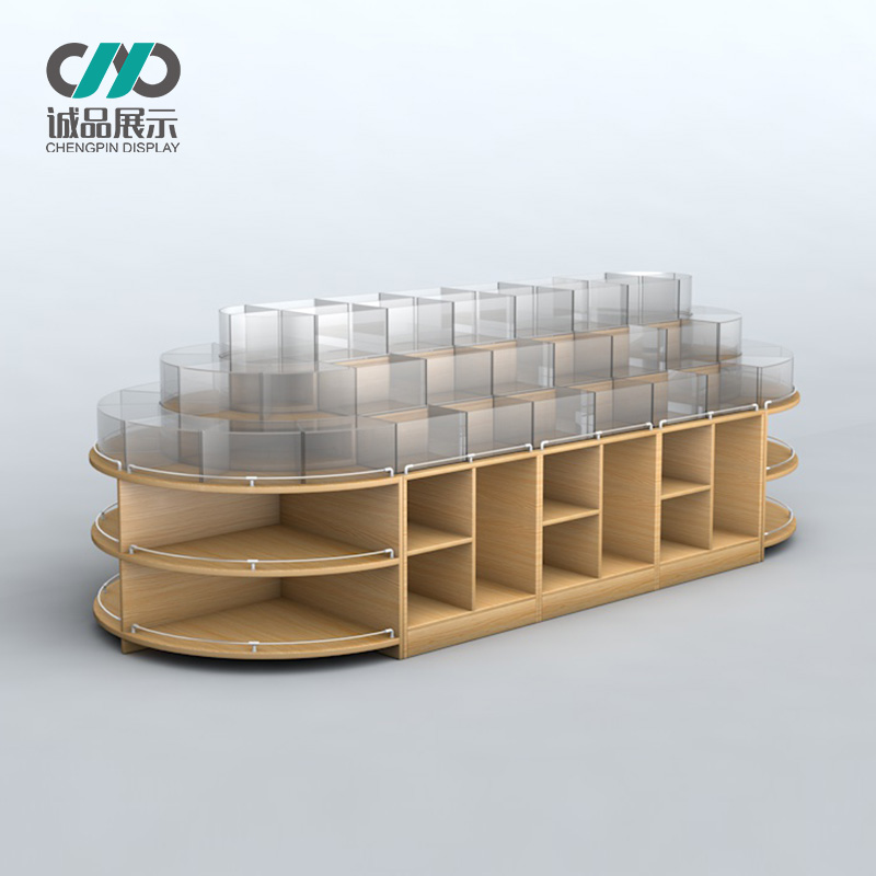 Supermarket shelves Group purchase stores bulk snack shelves Display shelves Nakajima cabinet Candy shelves Miscellaneous grain wooden dry goods shelves