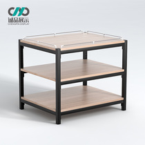 Supermarket steel and wood promotion table High-grade wooden float shelf Special car clothing promotion car milk pile head frame customization