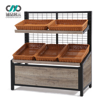 Supermarket fruit rack Boutique steel wood fruit shop fruit and vegetable rack Baiguoyuan fresh creative multi-layer display rack