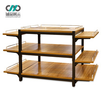 Boutique supermarket steel wood promotion table High-grade wood grain special price table Clothing promotion car milk pile head display shelf