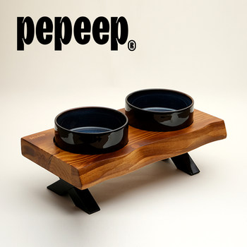 Pepeep Ceramic Bowl, Suitable for Cats and Dogs, Pet Furniture, Stylish Dining Table, Neck Protection, Anti-Spill