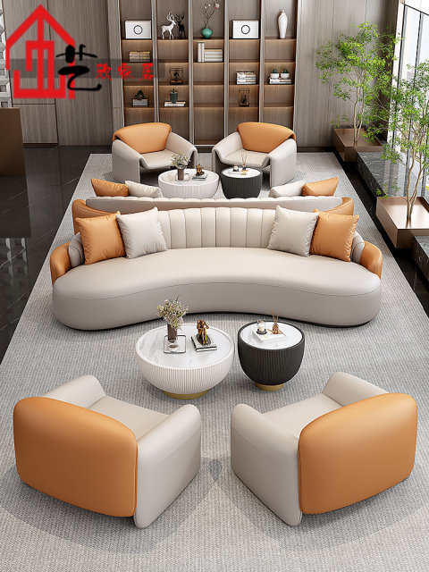 Light Luxury Hotel Lobby Deck Leisure Reception Sofa Coffee Table Sales Office Lobby Negotiation Reception Table and Chair Combination