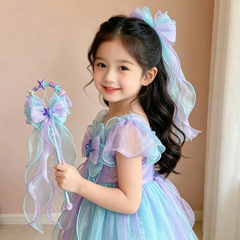 Children's Magic Wand Mermaid Princess Glowing Toy Skirt Accessories Baby Birthday Photo Props Girl's Scepter