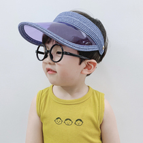 Childrens empty top hat summer sunscreen hat boy hat fashion tide Korean version of sun hat transparent brim beach straw hat