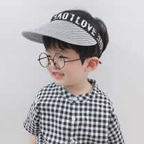 Childrens sun hat boy sunscreen empty top hat fashion tide Korean sun hat big hat brim summer breathable straw hat