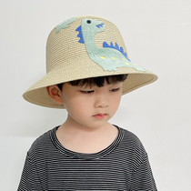 Childrens straw hat summer boy sunscreen hat boy fishermans hat beach child sun hat big hat brim hat
