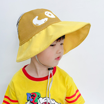 Childrens sun hat boys net summer empty top hat thin breathable summer big hat brim sunscreen hat 2021 New