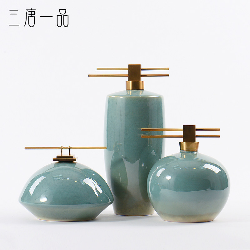 New Chinese creative retro ceramic storage tank furnished room Sales room room Wine cabinet sample room soft decoration