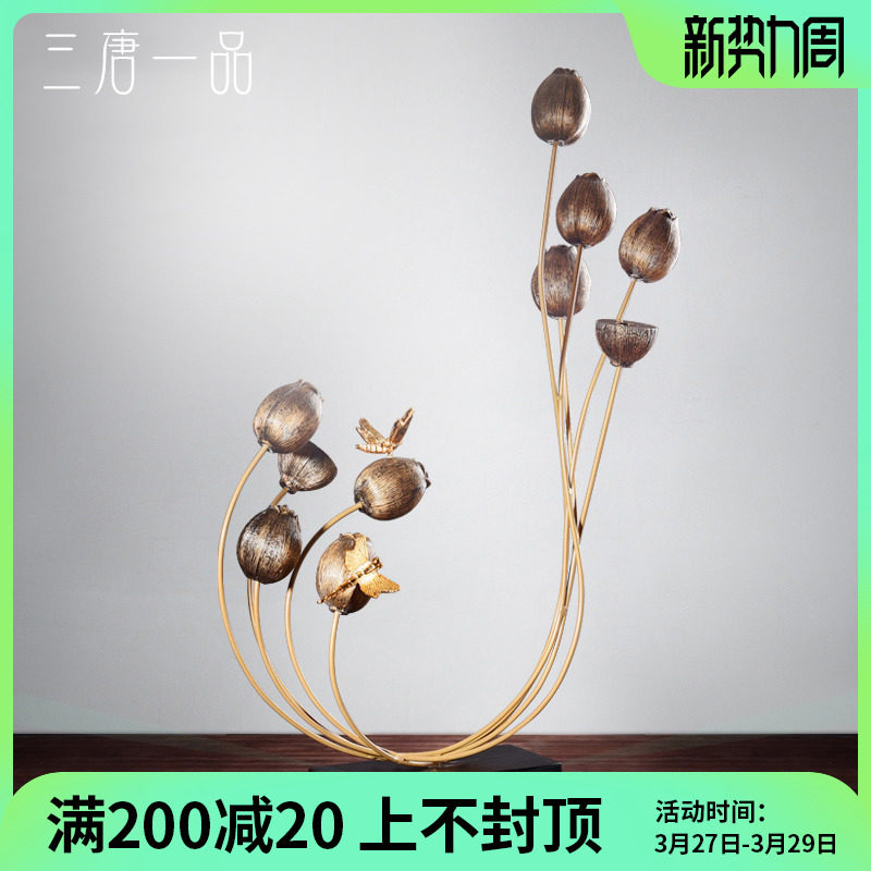 New Chinese Zen Lotus Fabric Household Cabinet sample Light Luxury Decoration Living Room