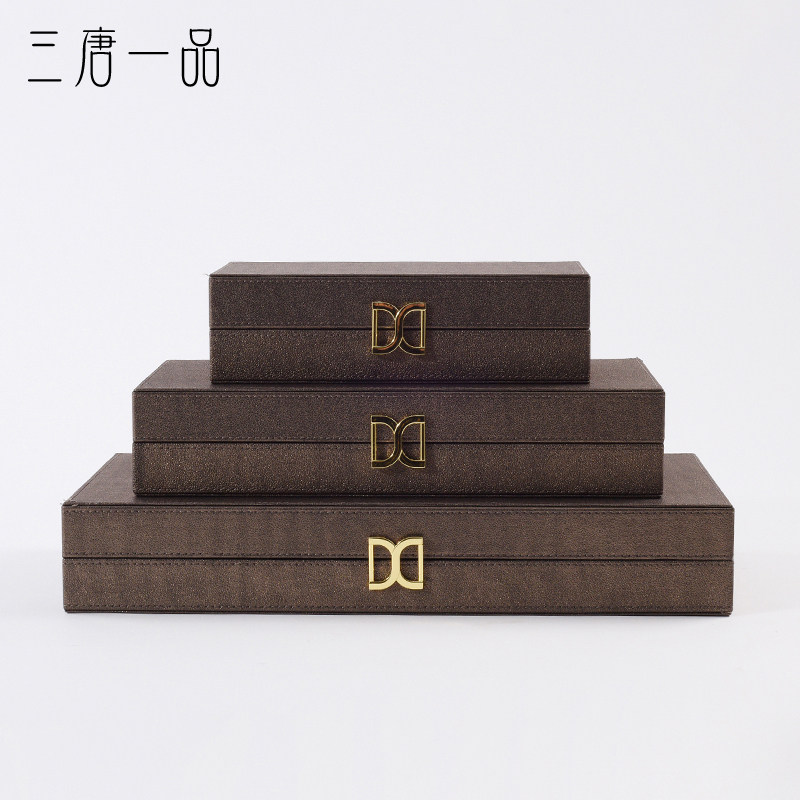 Modern light luxury accessories metal buckle cortex jewelry box bedroom cosmetics decoration box sample room soft