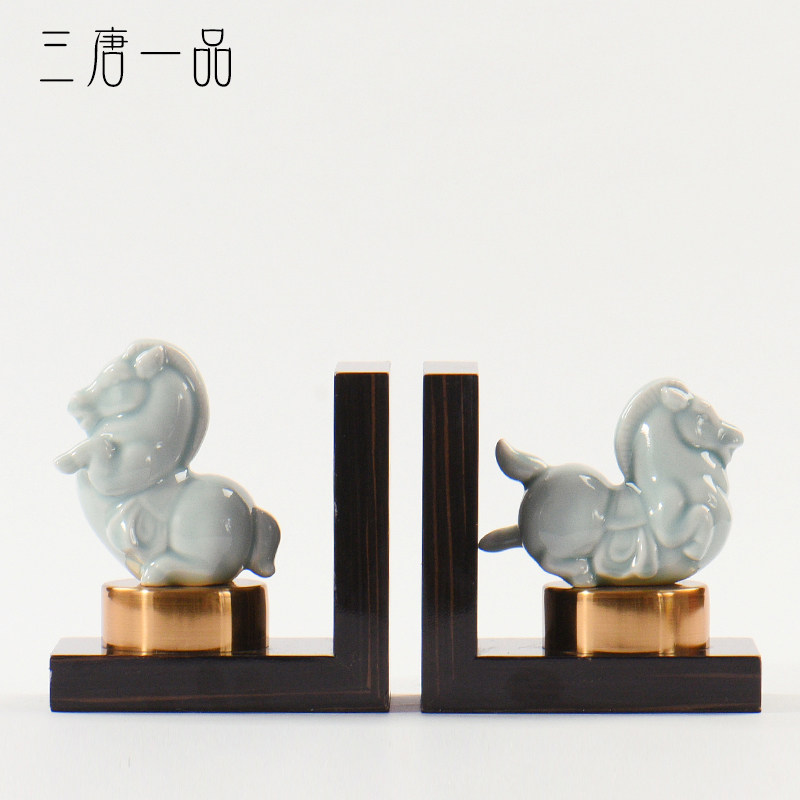 New Chinese Ceramics Small Horse Book Stall Swing Piece Book By Book House Book Stand Sample Room Xuanguan Sample House Display Center Soft Dress Craft Gift Hem Accessories