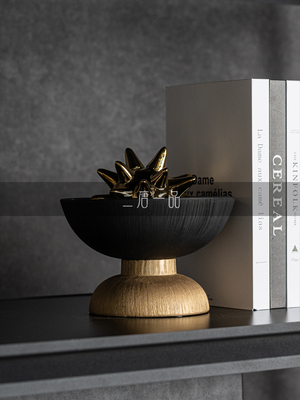 奢华金几何艺术品摆件客厅酒柜现代样板间开放格书架高级感装饰品