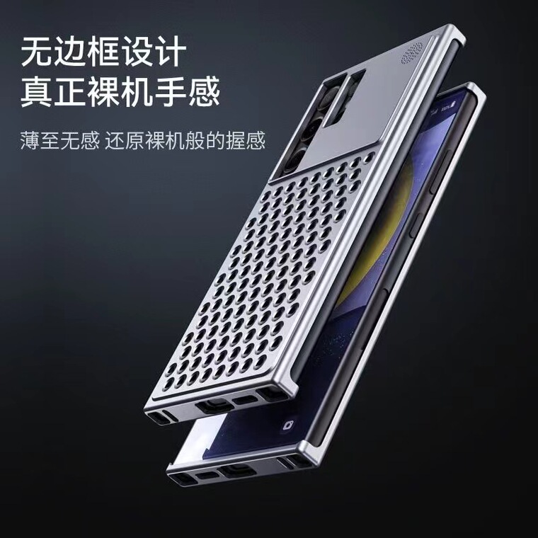 Unique Aluminum Metal Camera Lens Protection Perforated Heatsink Heat Dissipation High End Premium S24, S24 Plus, S24 Ultra