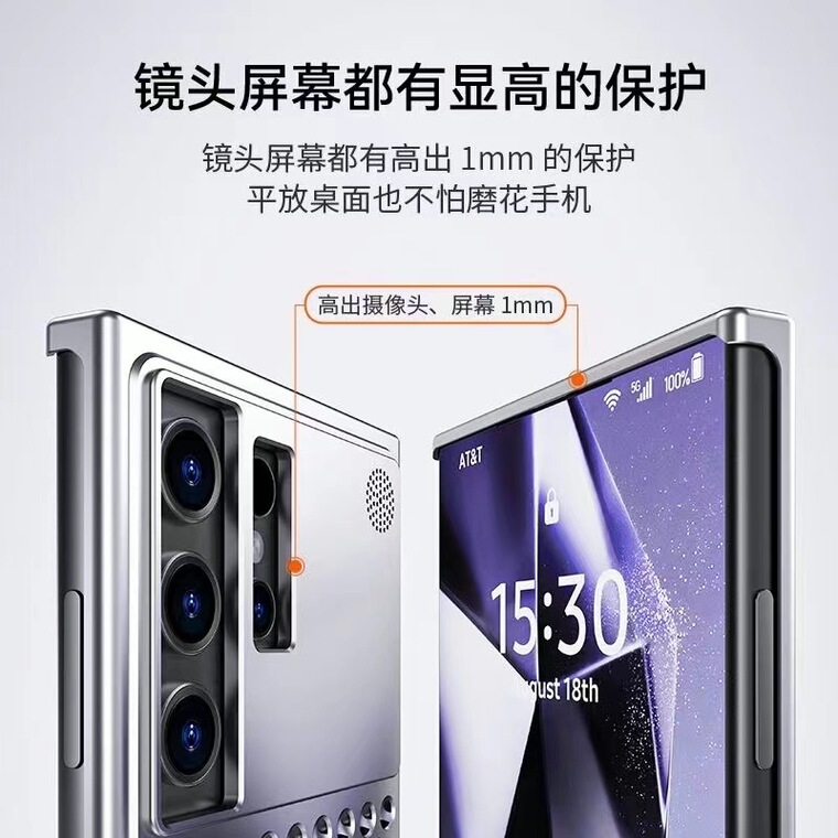Unique Aluminum Metal Camera Lens Protection Perforated Heatsink Heat Dissipation High End Premium S24, S24 Plus, S24 Ultra