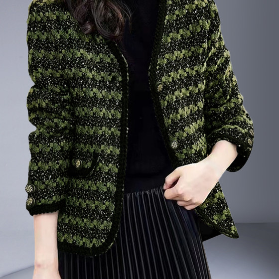 Xiaoxiangfeng 2024 spring new woolen coat tweed short style lady slim top western trend