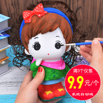 Doodle piggy bank Childrens handmade DIY coloring doll fall can not be bad plaster vinyl white embryo painted educational toys