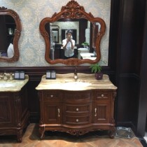 Bathroom European bathroom cabinet combination classical carved oak antique hand wash face basin solid wood wash table luxury