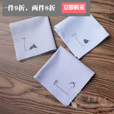 Men's handkerchief pure cotton cloth nostalgic sweat-absorbing women old-fashioned soft thin handkerchief cotton personalized four-character Zen