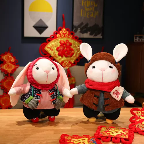 Плюшевый кролик, талисман, тряпичная кукла, год кролика, талисман года