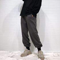 itsk Kan Ye with the sixth season tide brand drawstring leg sweatpants loose old solid color plus velvet pants for men and women