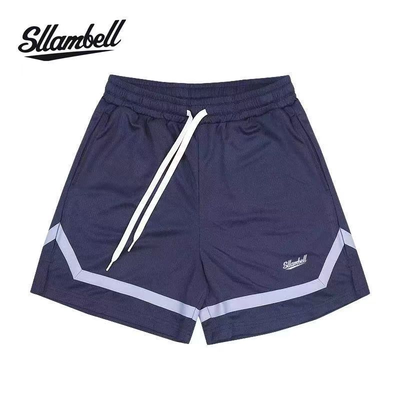 Sllambell Men's American Basketball Sports Quick-Drying Shorts with Contrasting Webbing, Knee-Length Five-Point Shorts for Fitness