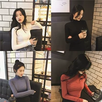 Phiên bản Hàn Quốc của Chic gió đầu thu mới thời trang nền tảng khí chất đáy áo hoang dã mỏng cao cổ áo thun nữ áo phông cao cấp