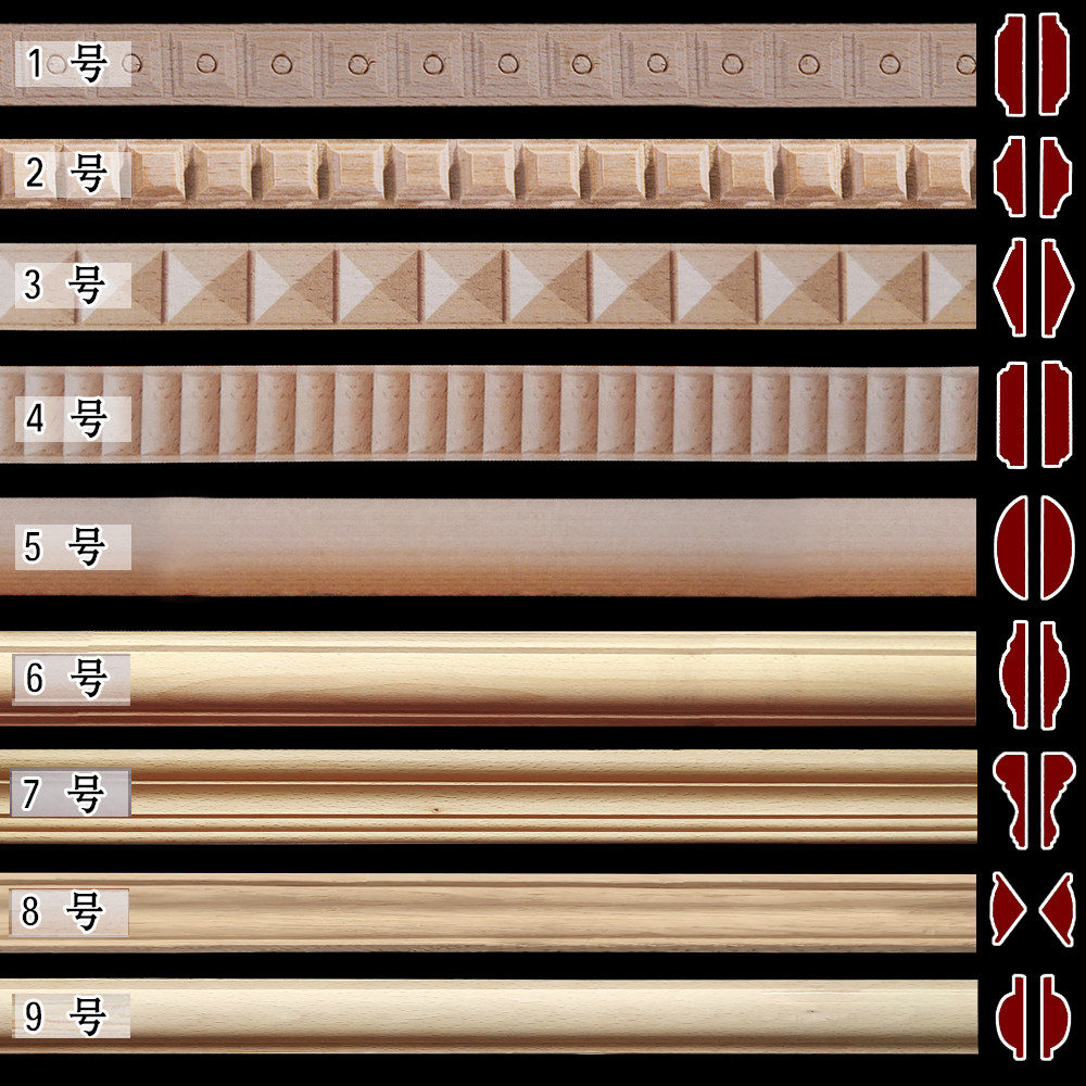 Solid wood lines European style living room TV background wall border Chinese furniture decorative lines ceiling line modeling wooden strips