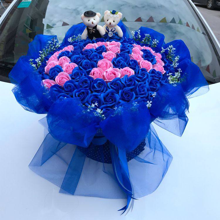New 99 Simulated Rose Bouquet Blue Witch Scented Rose Bouquet Birthday New Year Christmas Gift