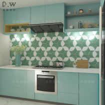  Apple green fresh hexagonal tiles Nordic retro blue Kitchen courtyard balcony Bathroom wall floor tiles