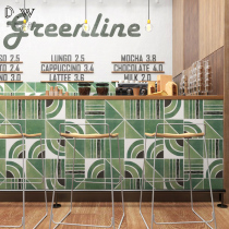  Green retro bathroom Bathroom flower piece Nordic bar Balcony Kitchen restaurant small square brick wall floor tile