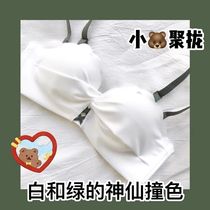  White underwear womens small chest thickened models gather sexy without steel rings sweet Japanese girl girl bra cover set