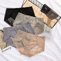  3-pack spring and summer underwear Womens mid-waist lace thin seamless mesh breathable hip-raising briefs