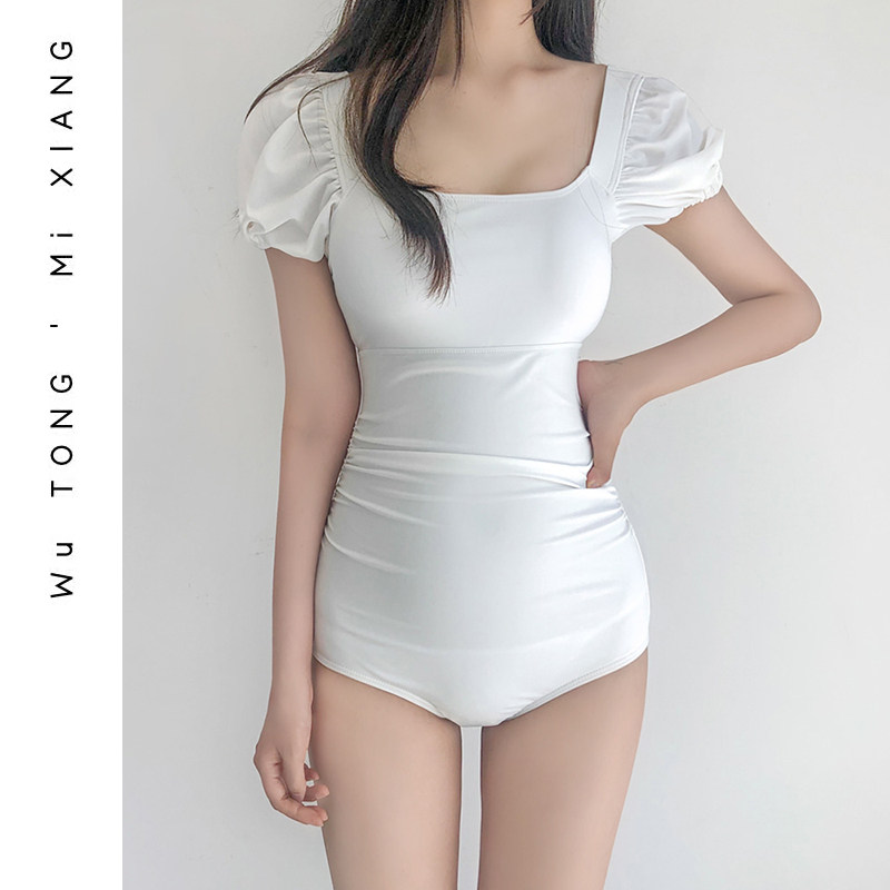 South Korean ins short sleeves with swimsuit woman covered with slim collection of belly and back conservative beach spa holiday swimsuit