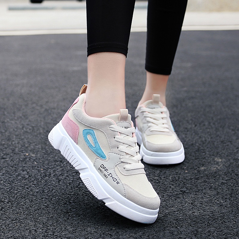 Giày xuân hè 2019 cỡ lớn dành cho nữ 40-41-43 giày vải lưới giày thể thao nữ màu đen