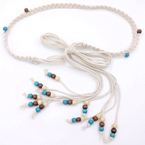 Bohemia style fashion literature and art fan woven waist chain with long skirt belt pure hand woven waist chain