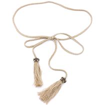 Tassel waist rope womens pure hand woven belt Fine ethnic style knotted decorative dress Cotton thread long rope waist chain