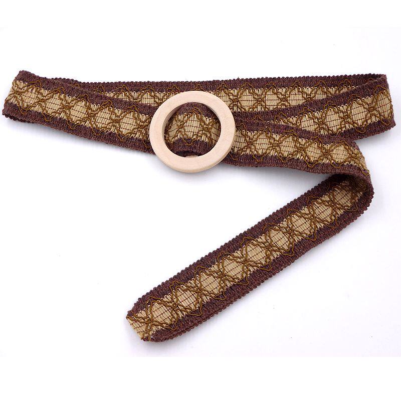 New stylish round buckle Woven Wood Buckle Ladies Belt Casual 100 lap Decorative Waist Seal Woman Belt Pants Strap