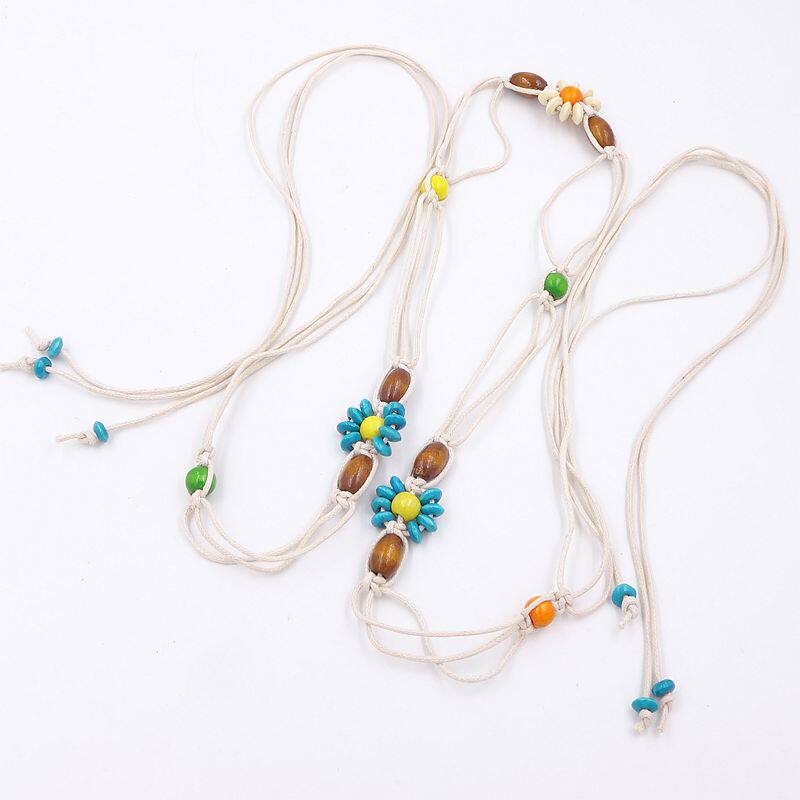 Female bohemian ethnic wind decoration fine belt string beads seashells weave flow Su tearas waist chain