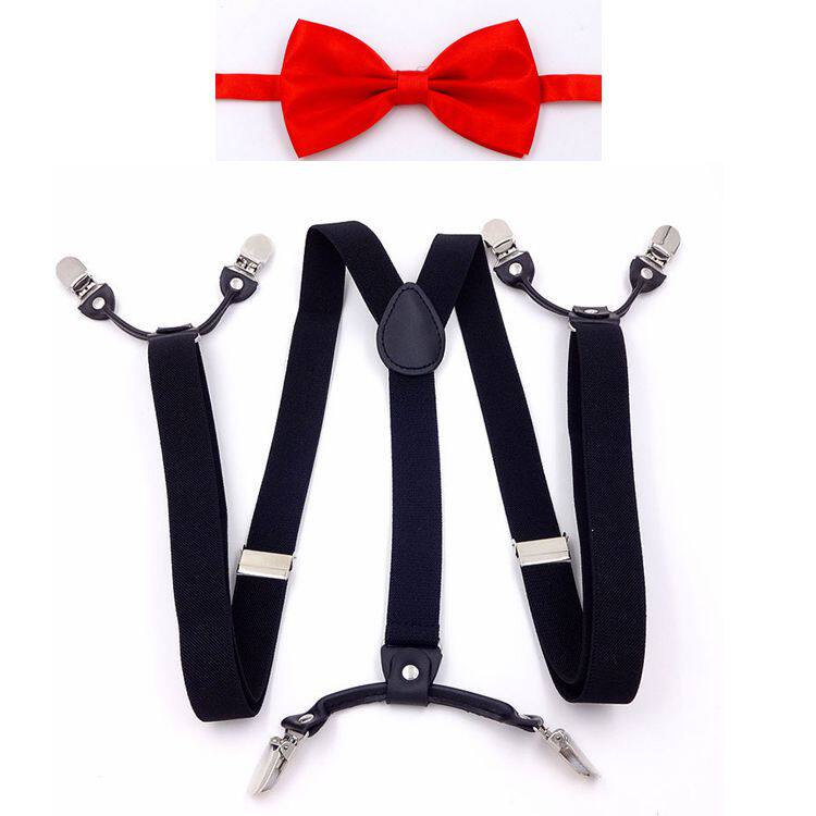 Bow tie suspenders suit wedding groomsmen with suspenders brother group performance photography pants decorative suspenders clip universal