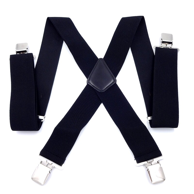 Black outdoor men's suspenders, trousers, old man's suspenders, men's fat people, anti-drop pants, shoulder straps, adult 4 clips, suspenders