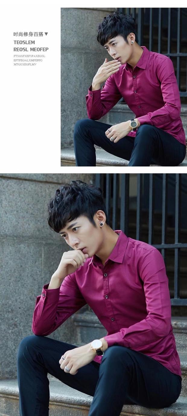 Thắt nơ nam cưới đám cưới chú rể chú rể anh em nhóm áo cưới nhặt quần áo màu hồng dài tay áo mỏng áo sơ mi hàn quốc