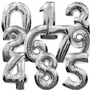 40 inch large digital balloon Silver digital balloon 0~9 inch aluminum foil large digital balloon