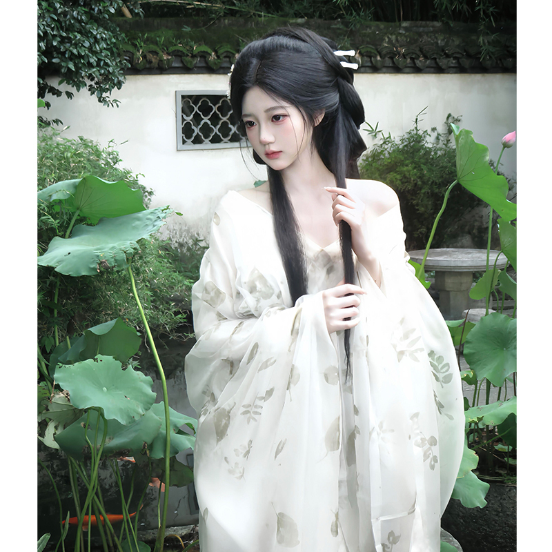 Wei and Jin Dynasty Style Hanfu 2025 New Adult Ancient Costume Printed Cross-Collar Large-Sleeve Shirt Super Fairy-Like and Elegant Ancient Style Daily Outfit