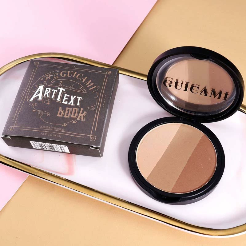 GUICAMI Art Class Ba màu Highlight Blush Sửa chữa Phấn má Ba trong Một Sửa chữa Tấm Side Shadow Nose Shadow - Bột nén