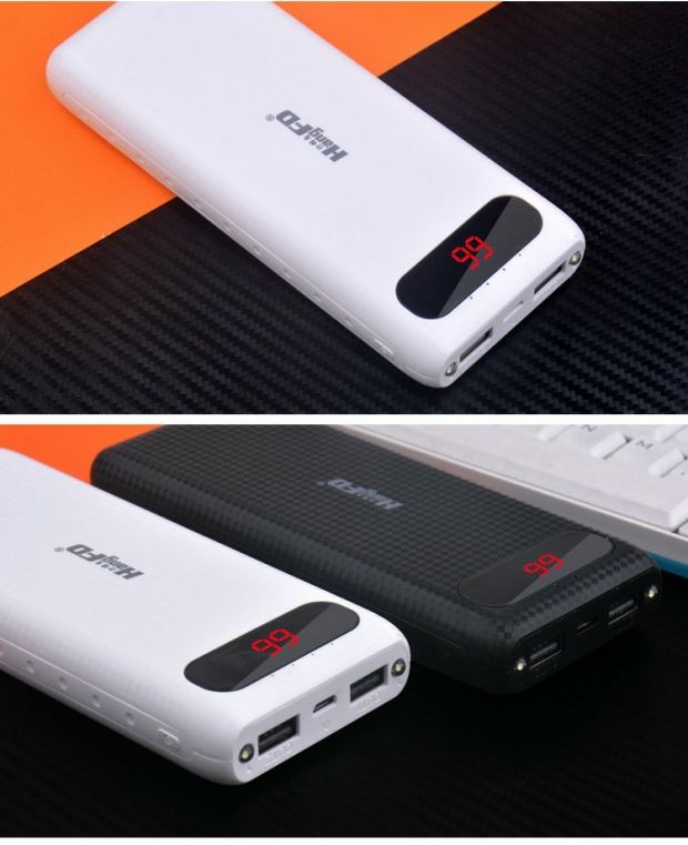 Tấm chắn phía trước D15 6 phần dung lượng lớn điện thoại di động hiển thị kép USB sạc nhanh pin điện thoại di động sạc kho báu